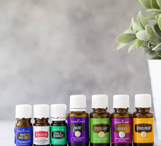 essential oils for anxiety lined up next to each other