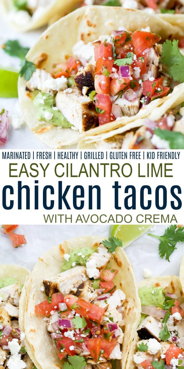 pinterest collage for cilantro lime chicken tacos