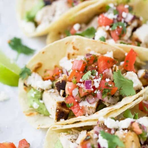 taco filled with cilantro lime chicken