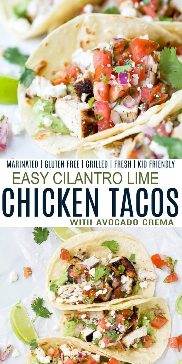 pinterest collage for easy cilantro lime marinated chicken tacos