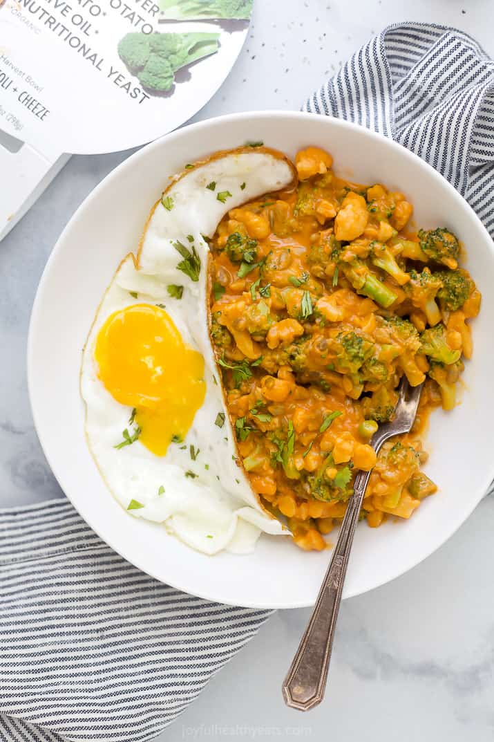 broccoli and cheese daily harvest bowl with an egg