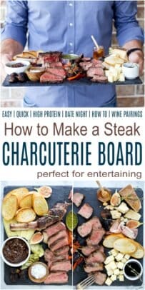 pinterest view for how to make a steak charcuterie board