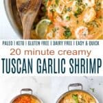 pinterest image for tuscan garlic shrimp