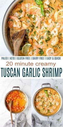 pinterest collage for tuscan garlic shrimp