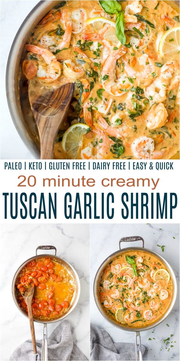 pinterest image for tuscan garlic shrimp