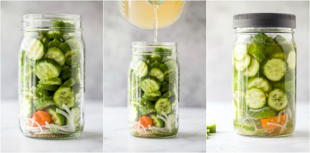 steps of how to make sweet and spicy dill pickles