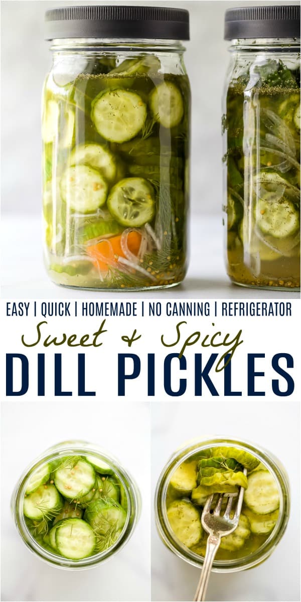 pinterest collage for sweet and spicy dill pickles