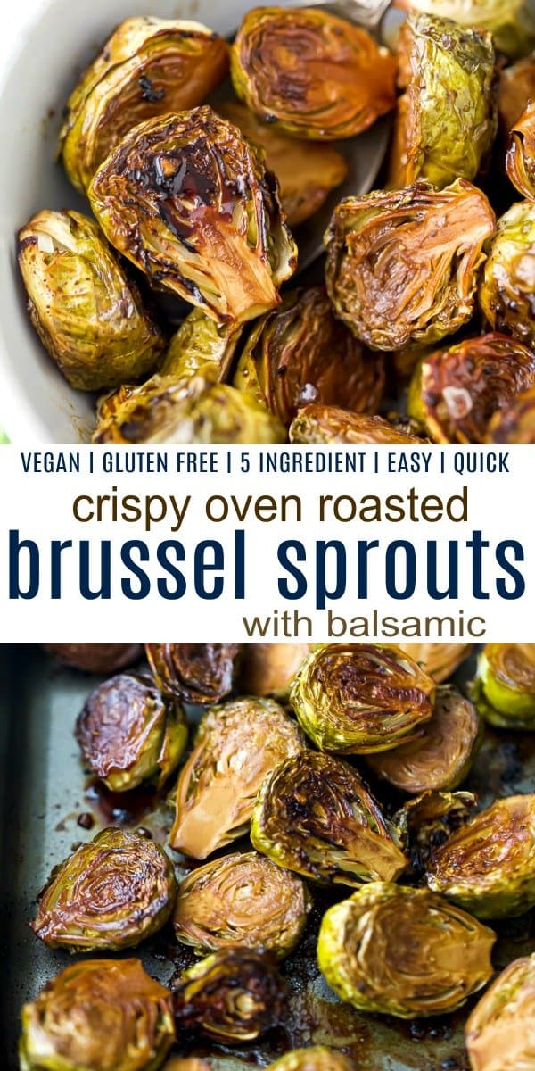 pinterest image for oven roasted brussel sprouts with balsamic