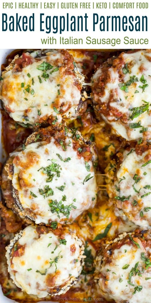 pinterest image for epic baked eggplant parmesan