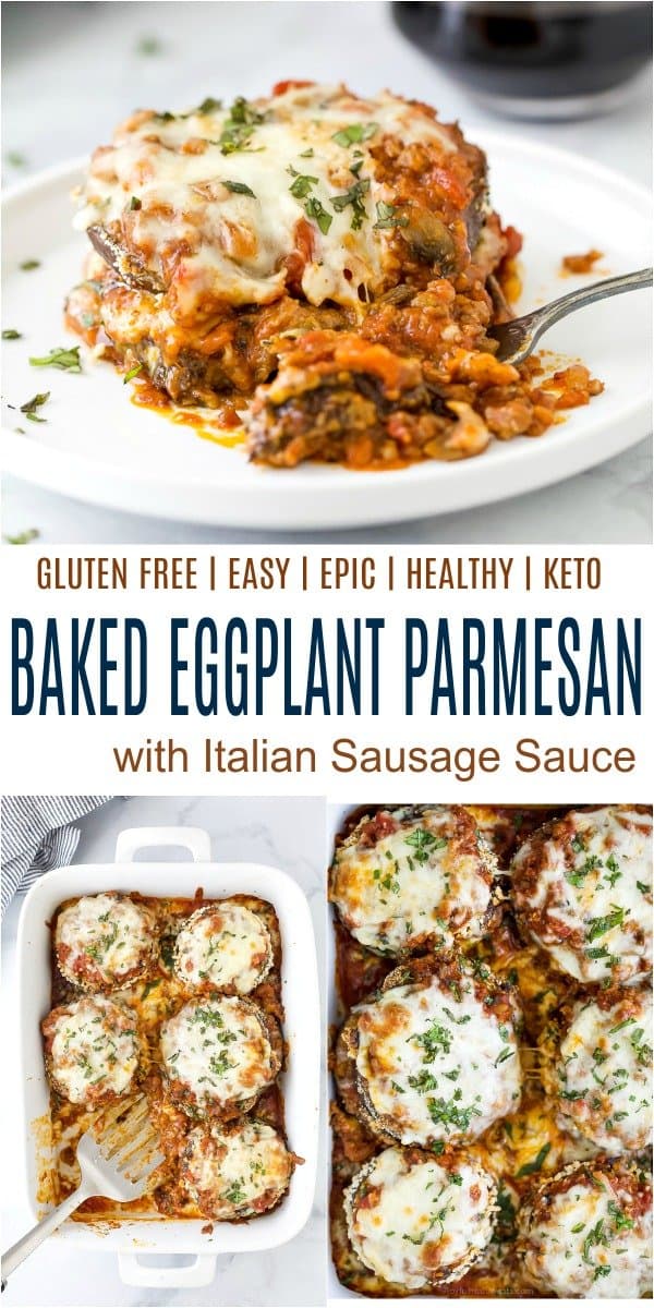 pinterest image for epic baked eggplant parmesan