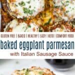 pinterest image for epic baked eggplant parmesan