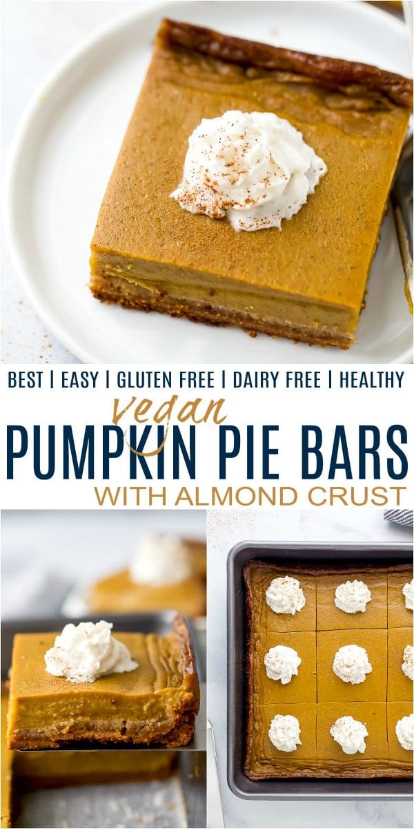 pinterest collage for vegan pumpkin pie bars