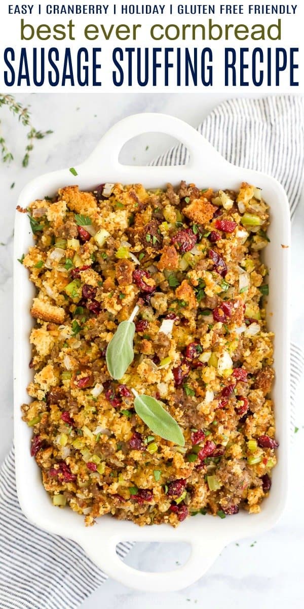 pinterest collage for best ever cornbread sausage stuffing