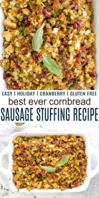 pinterest collage for best ever cornbread sausage stuffing