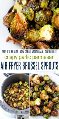 pinterest image for air fryer brussel sprouts