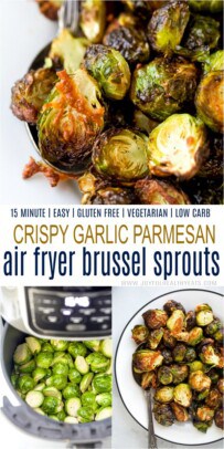pinterest image for air fryer brussels sprouts