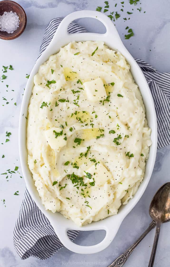 mashed potatoes in a baking dish