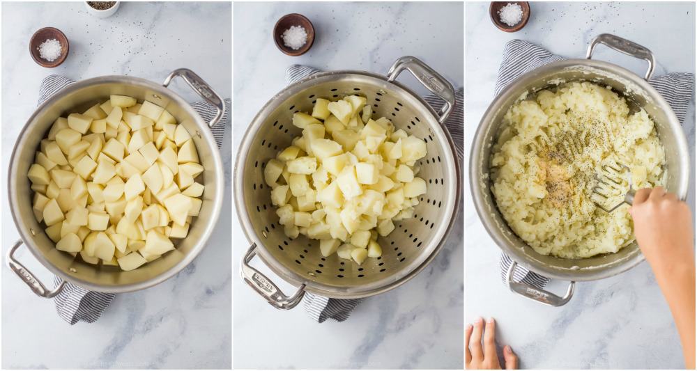 process photos of how to make mashed potatoes