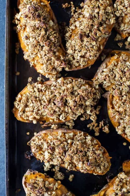 twice baked sweet potatoes with streusel