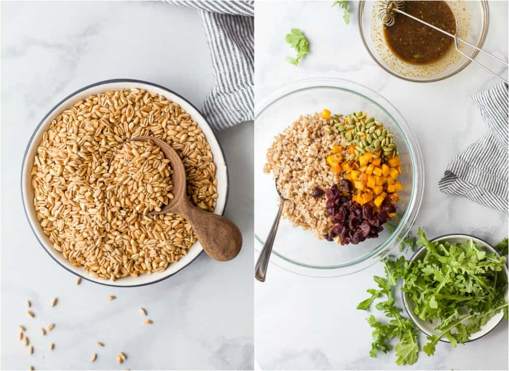 how to make fall farro salad