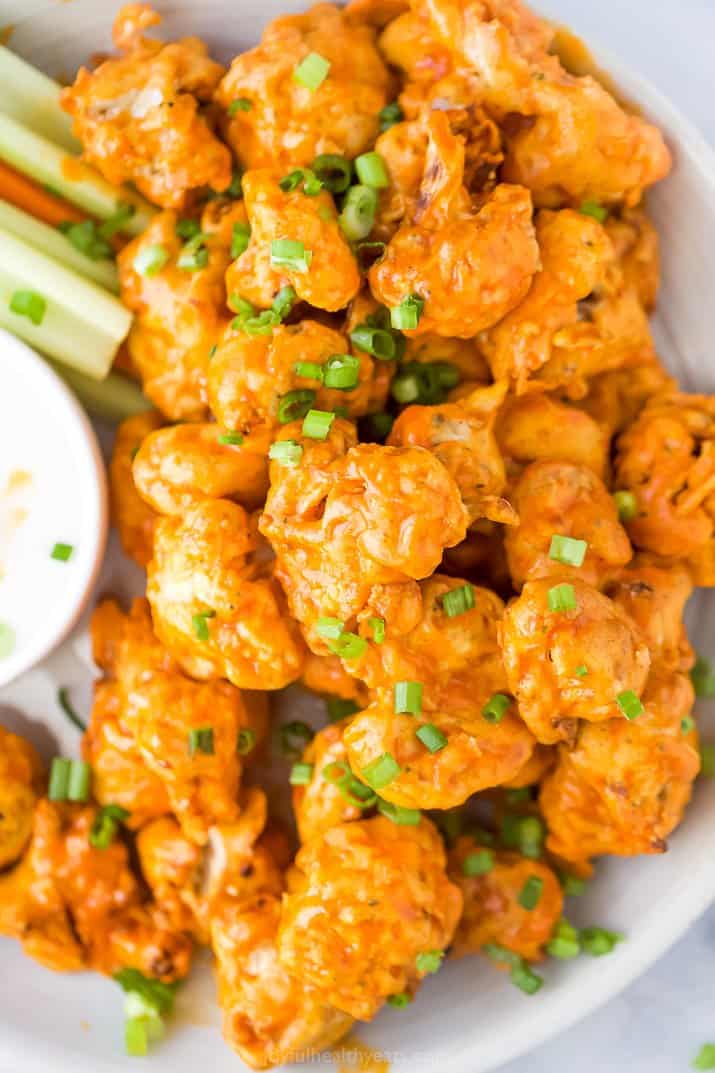 A Close-Up Shot of Vegetarian Buffalo Wings on a Plate