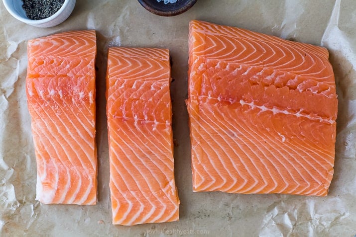 A Fresh, Wild Caught Salmon Cut Into Filets