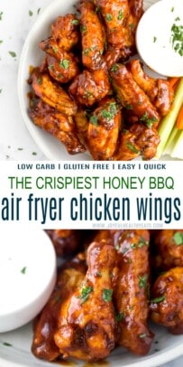 Pinterest title image for Honey Barbecue Air Fryer Chicken Wings.