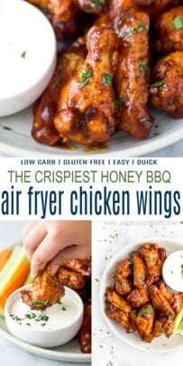 Pinterest title image for Honey Barbecue Air Fryer Chicken Wings.
