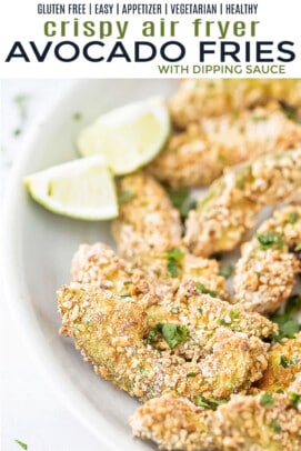 pinterest image for air fryer avocado fries