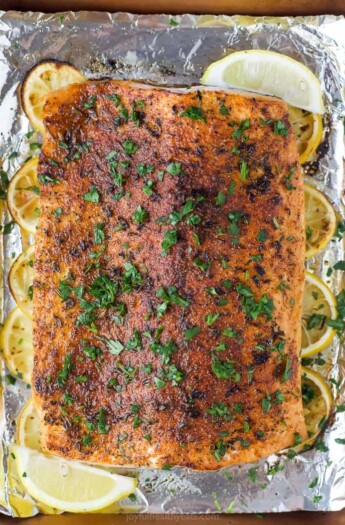 close up of whole30 baked salmon