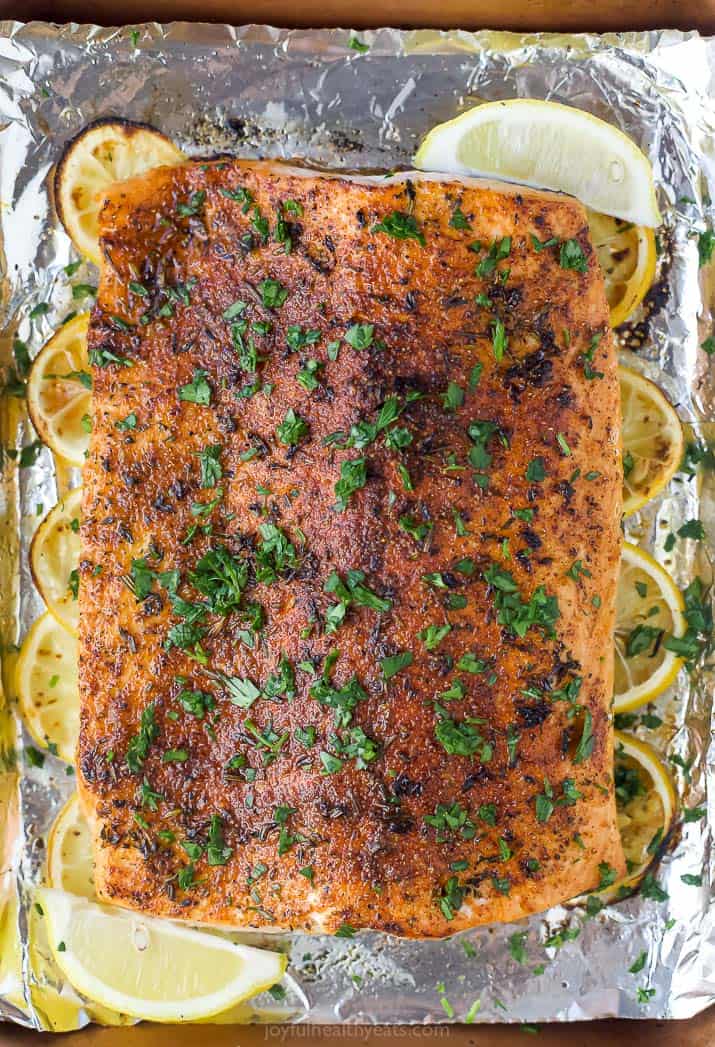 close up of whole30 baked salmon