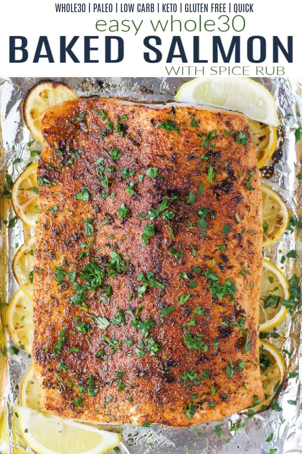 pinterst image for whole30 baked salmon
