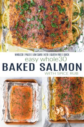 pinterest image for whole30 baked salmon