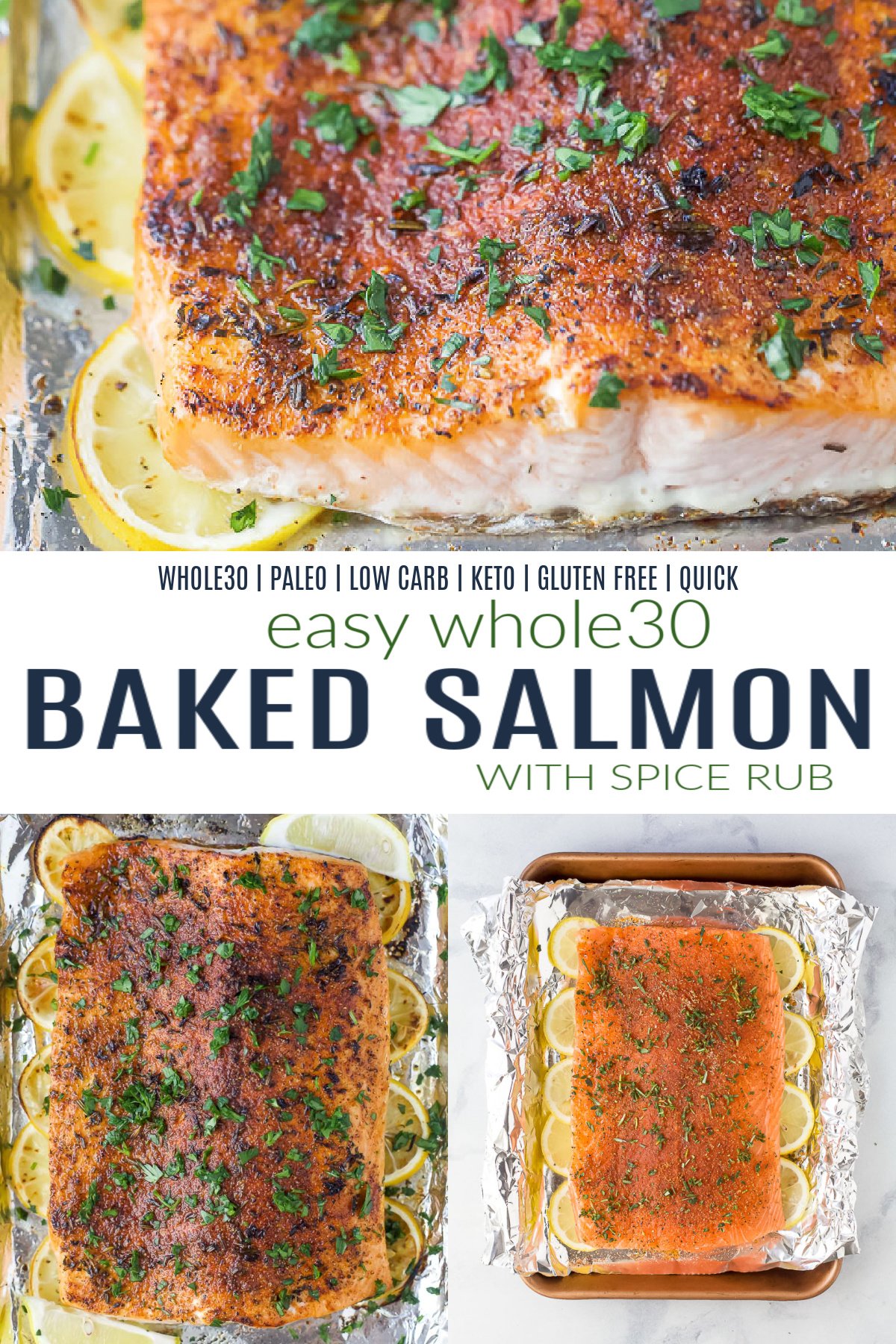 pinterest image for whole30 baked salmon