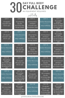 pinterest image for full body 30 day workout challenge