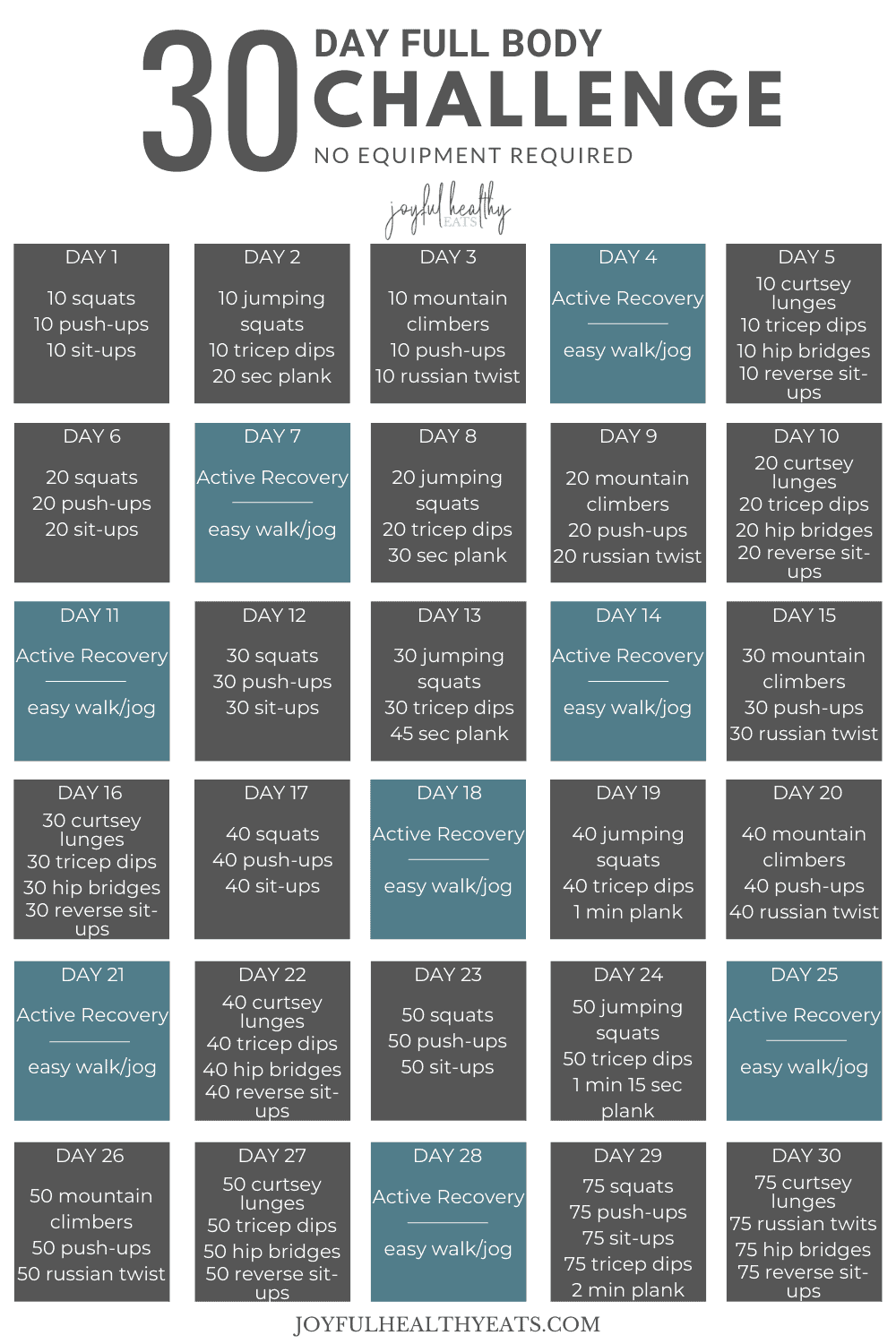 pinterest image for full body 30 day workout challenge