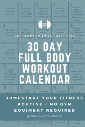 pinterest image for full body 30 day workout challenge
