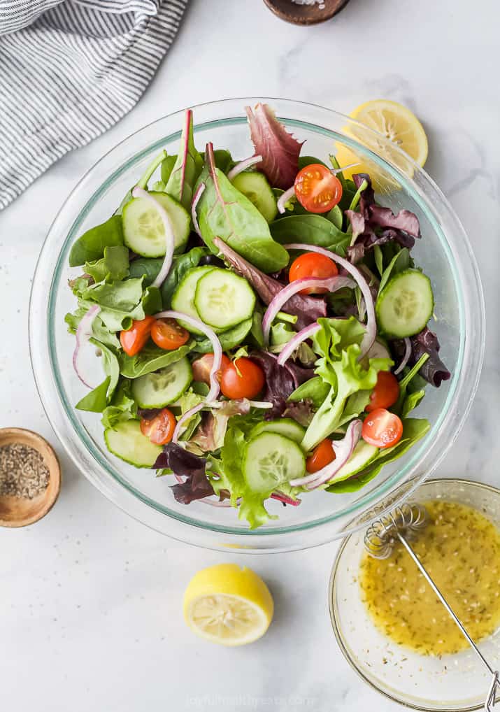 a bowl filled with an easy salad