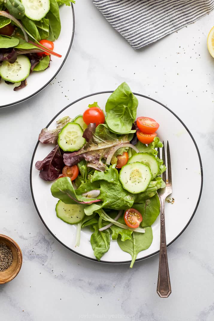 plate filled with a side salad recipe