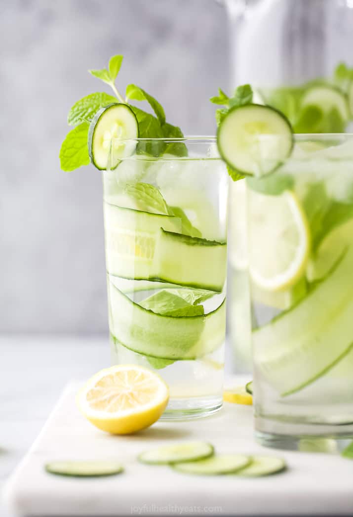 glasses filled with cucumber water