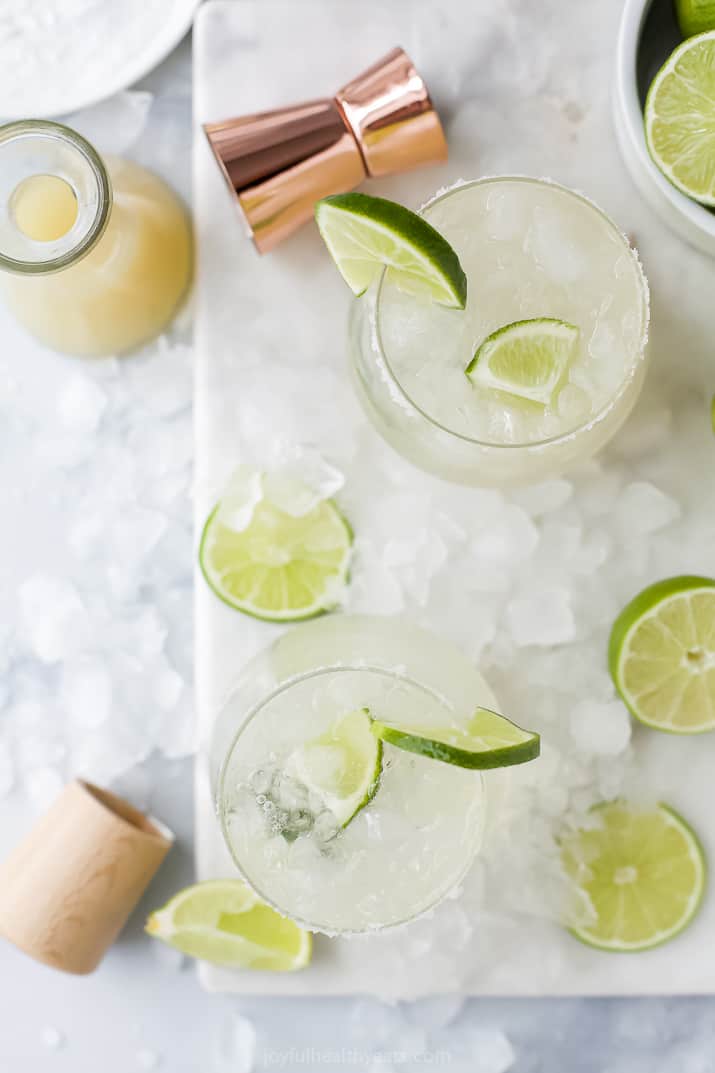 A Tray of Low Calorie Margaritas Shown From Above