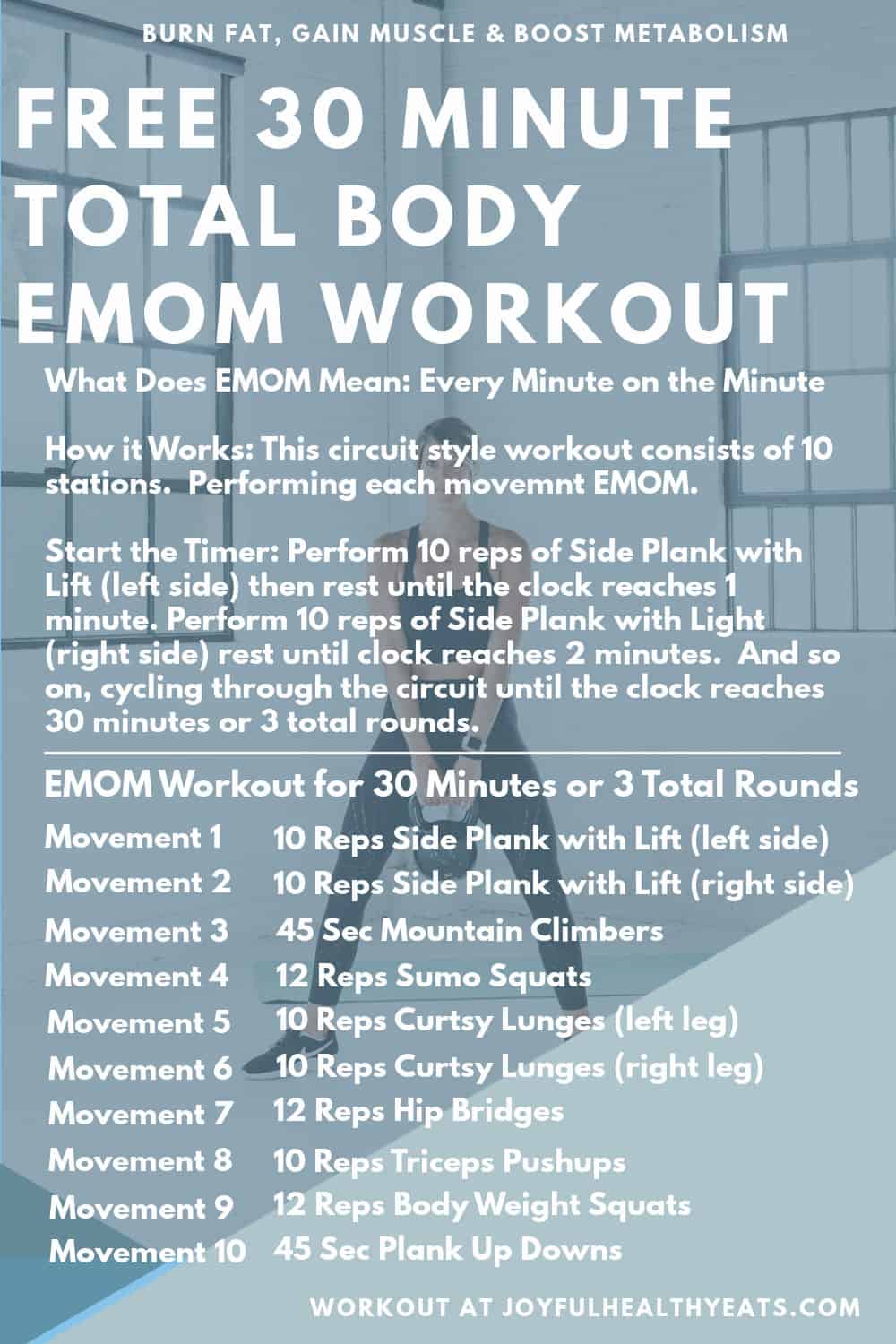 pinterest image for 30 Minute Total Body EMOM Workout