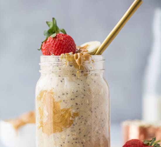 jar filled with overnight oats