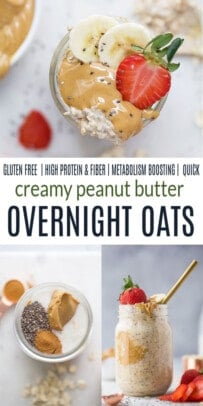 pinterest image for Easy Creamy Peanut Butter Overnight Oats