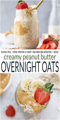 pinterest image for Easy Creamy Peanut Butter Overnight Oats