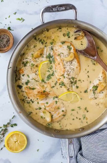 pan seared chicken in garlic cream sauce