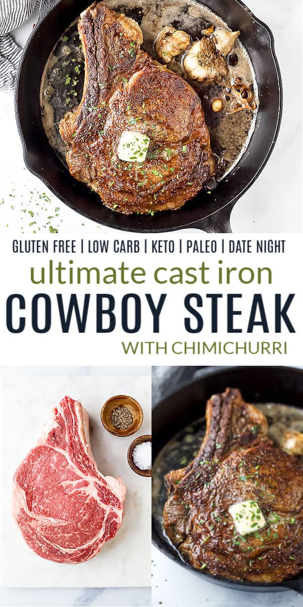 Ultimate Cast Iron Cowboy Steak with Chimichurri