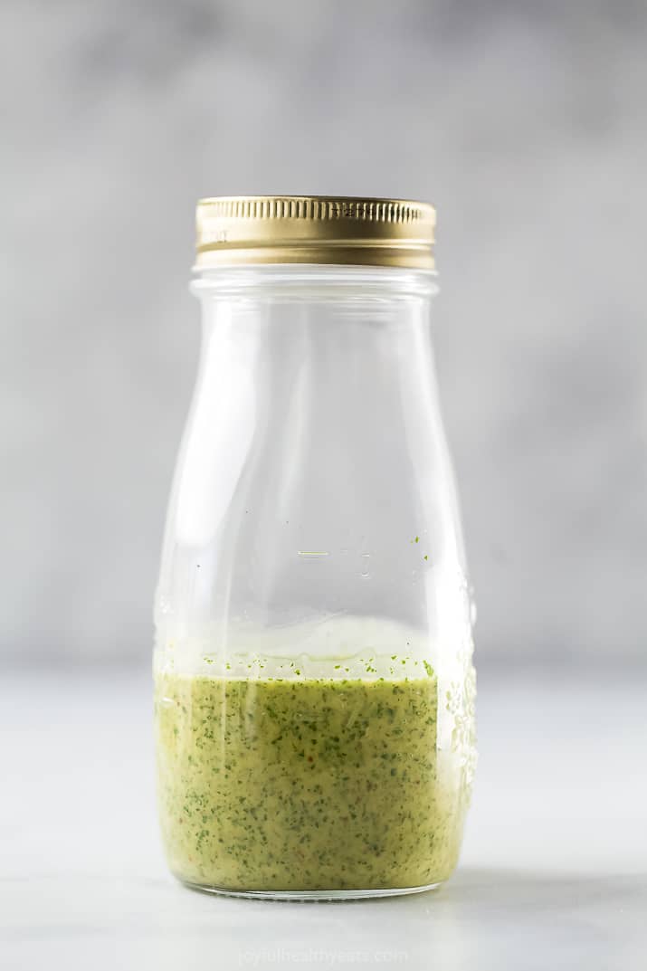 jar with cilantro lime dressing