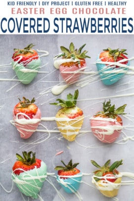 pinterest image for Easter Egg Chocolate Covered Strawberries