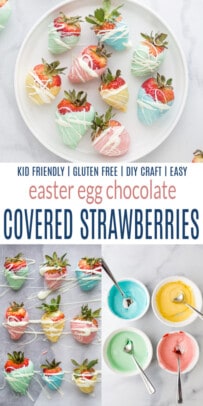 pinterest image for Easter Egg Chocolate Covered Strawberries